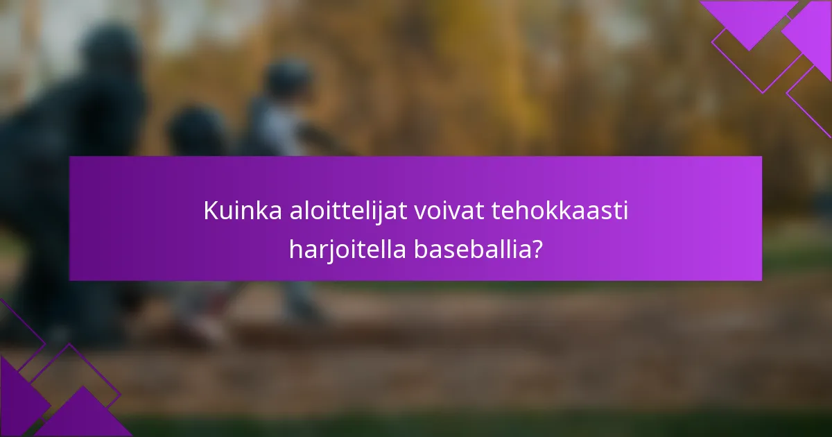 Kuinka aloittelijat voivat tehokkaasti harjoitella baseballia?
