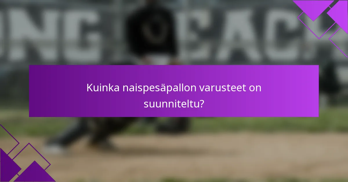 Kuinka naispesäpallon varusteet on suunniteltu?