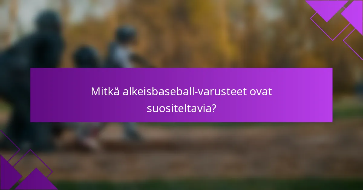 Mitkä alkeisbaseball-varusteet ovat suositeltavia?